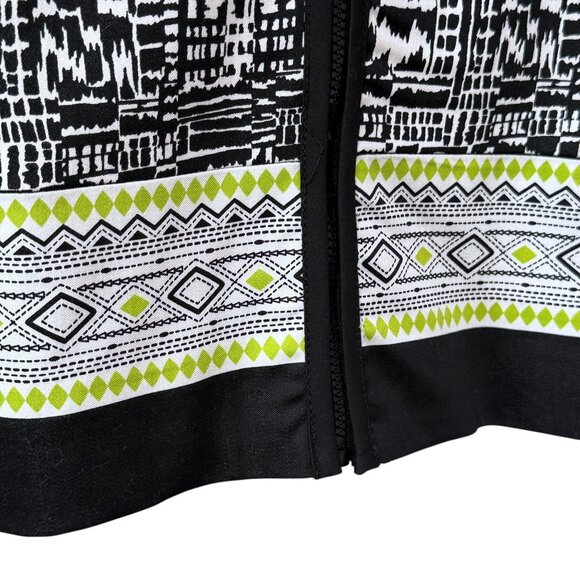 Alfred Dunner Womens Jacket Size 10 Black Print Cotton Blend Zip Front Blazer - Picture 6 of 9